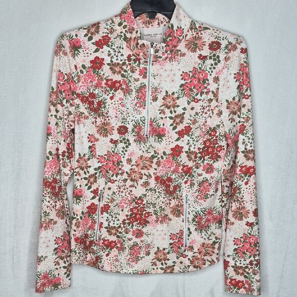 Laura Ashley Tops - Laura Ashley Floral Print Half Zip Athletic Top Size Large